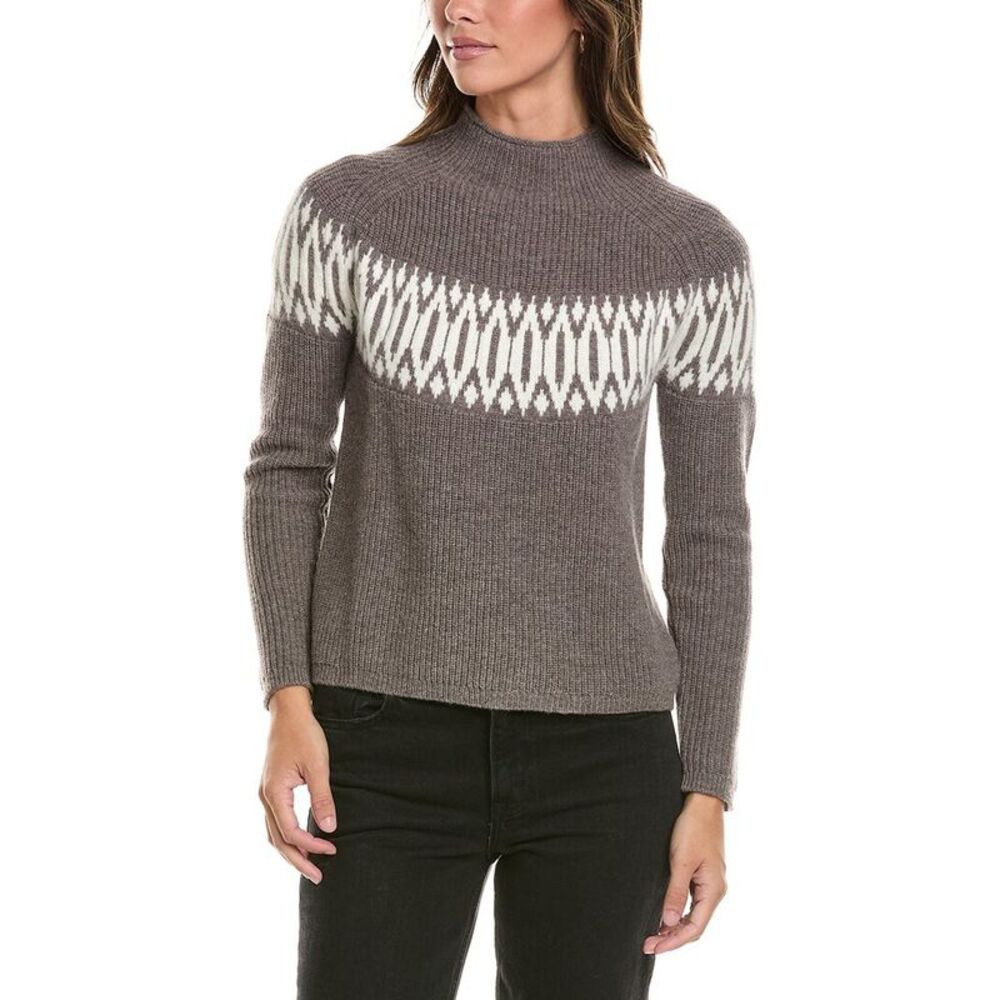 Alashan Cashmere Womens Islay Shaker Fair Isle Wool Sweater, Brown